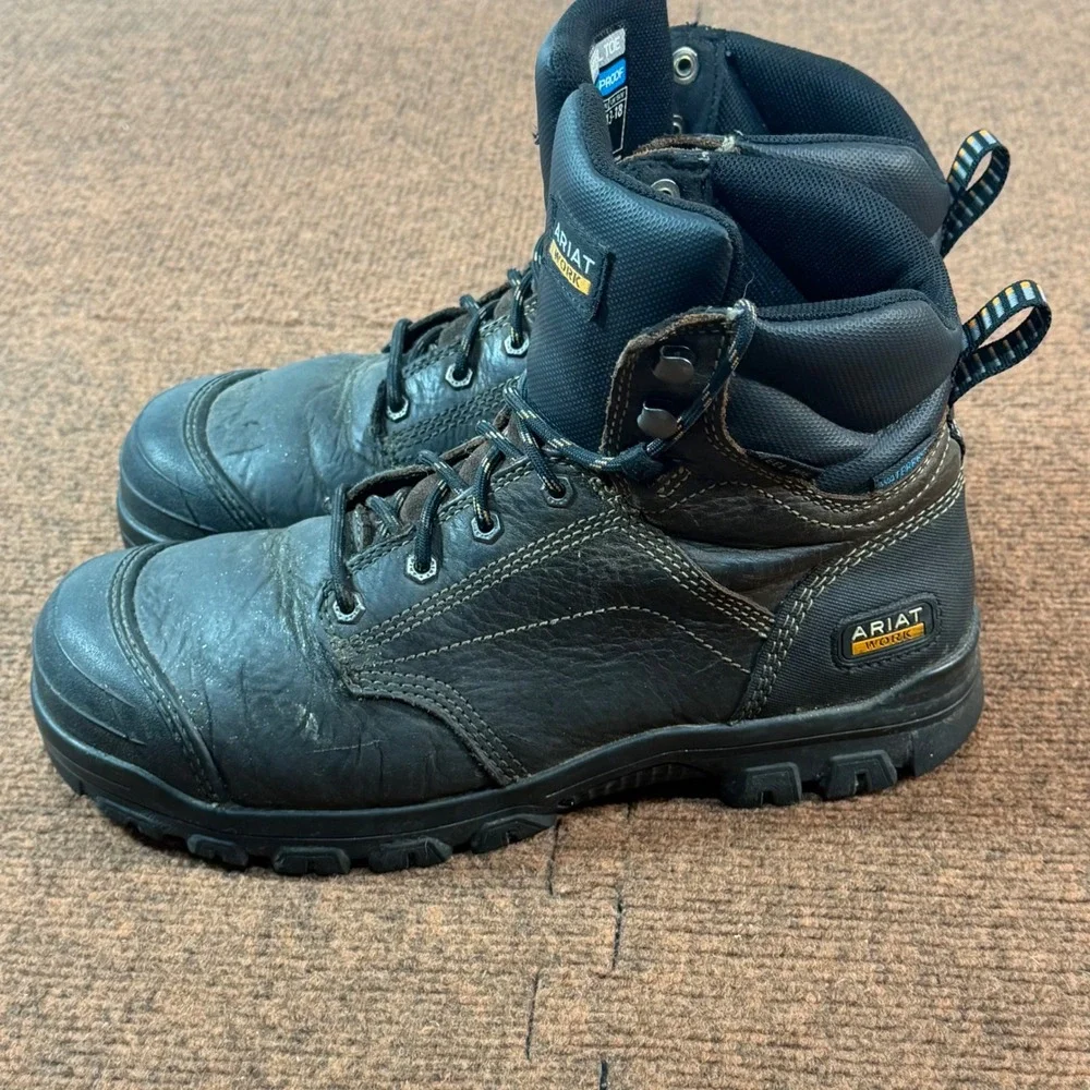 Ariat Work Womens Steel Toe Waterproof Boots Black Leather EH 10040405 US 8.5W